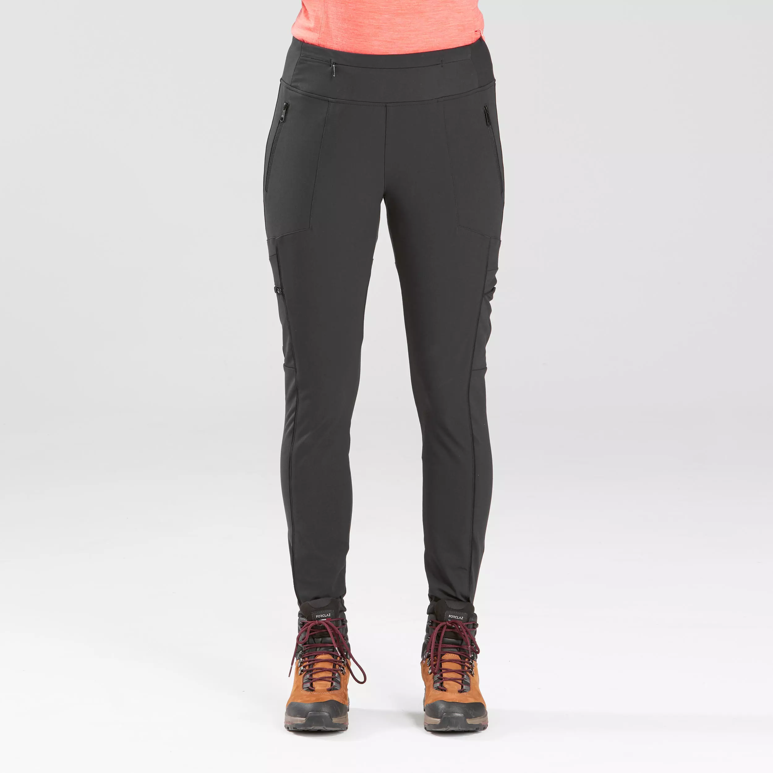 Mallas de montaña y trekking resistentes Mujer Forclaz Travel 500 negro