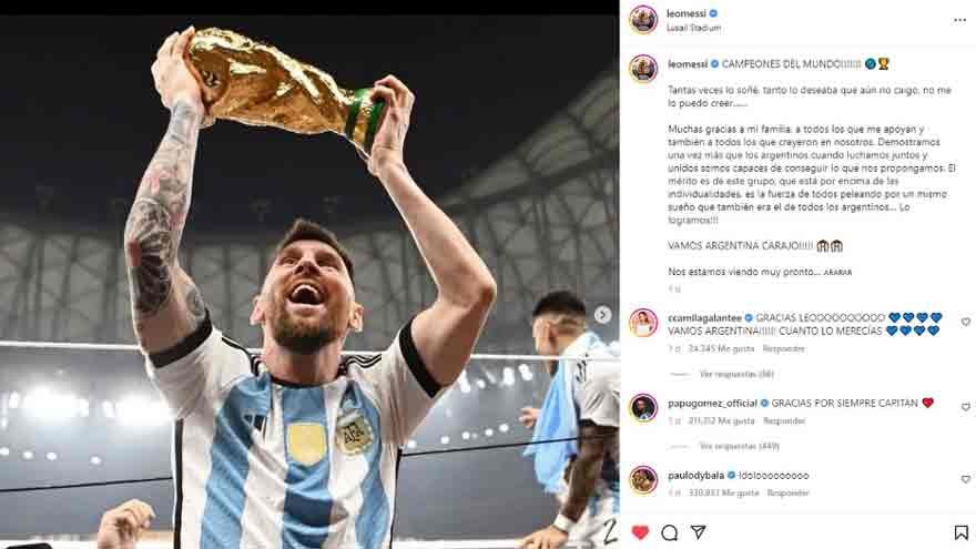 La foto de Messi que logró el récord de likes en Instagram.