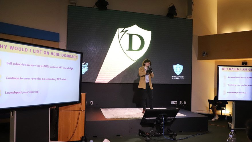 Maisterrena durante su presentación de HeirloomDAO en Draper University, en 2022.