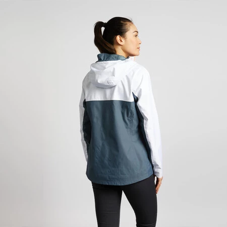 Chaqueta Cortavientos Impermeable Mujer 100 Blancogris 1