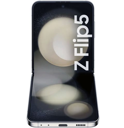 El Samsung Galaxy Z Flip 5 con la pantalla interna desplegada.