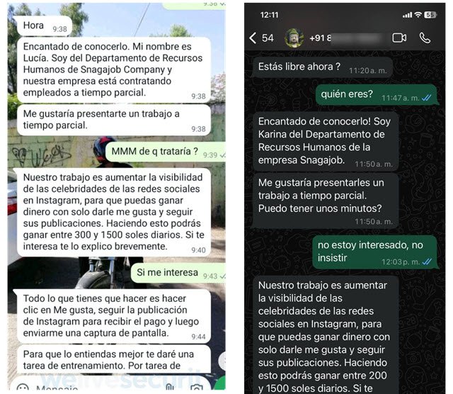 Ofertas falsas de empleo por WhatsApp