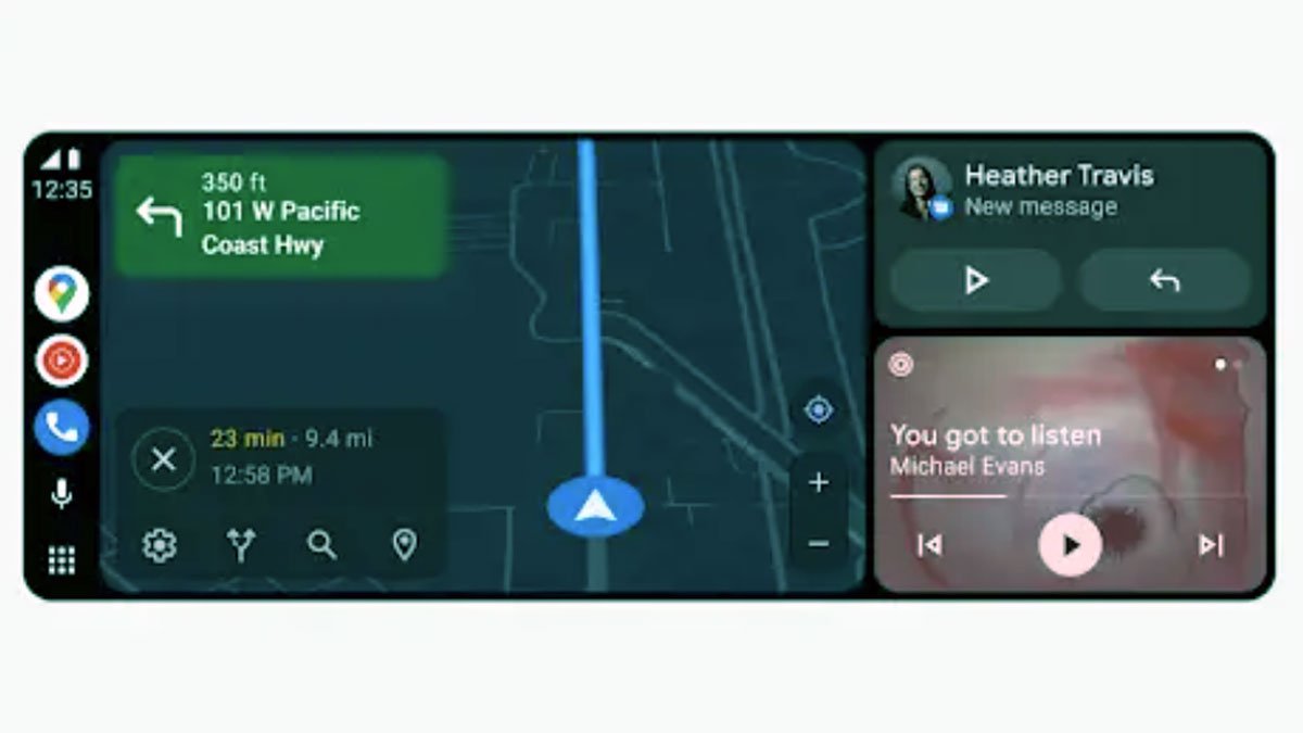 Android Auto permite el uso de aplicaciones de navegación en la pantalla de un vehículo