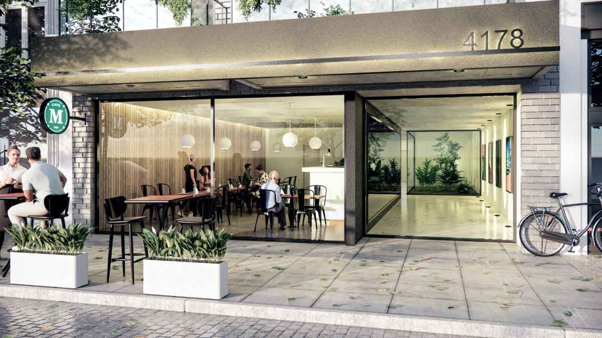 Render del ingreso al hotel en Palermo.
