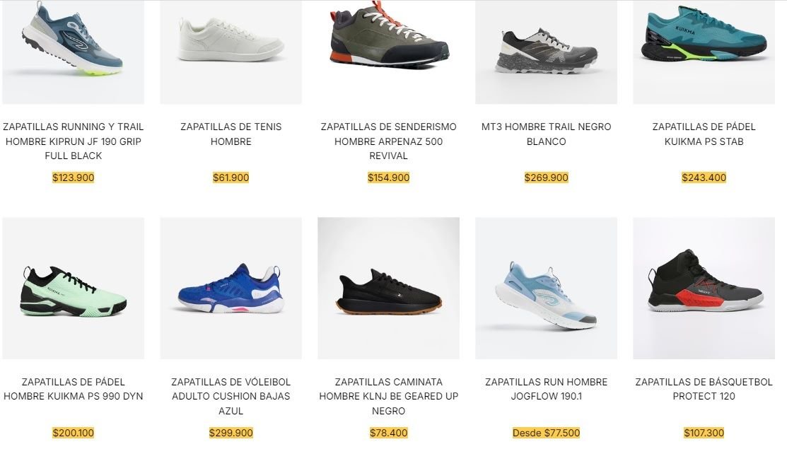 Algunos de los modelos de zapatillas para hombre que vende Decathlon