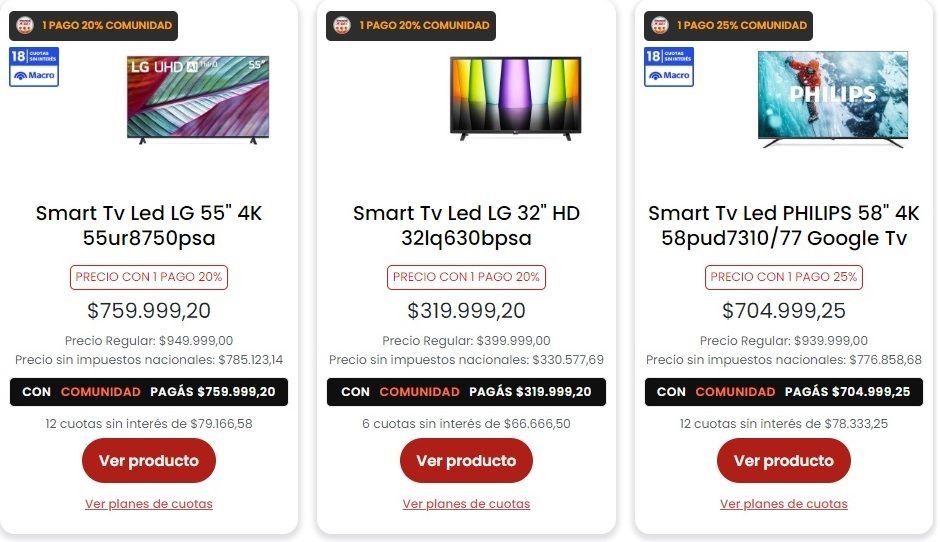 Coto también lanzó descuentos y cuotas en televisores