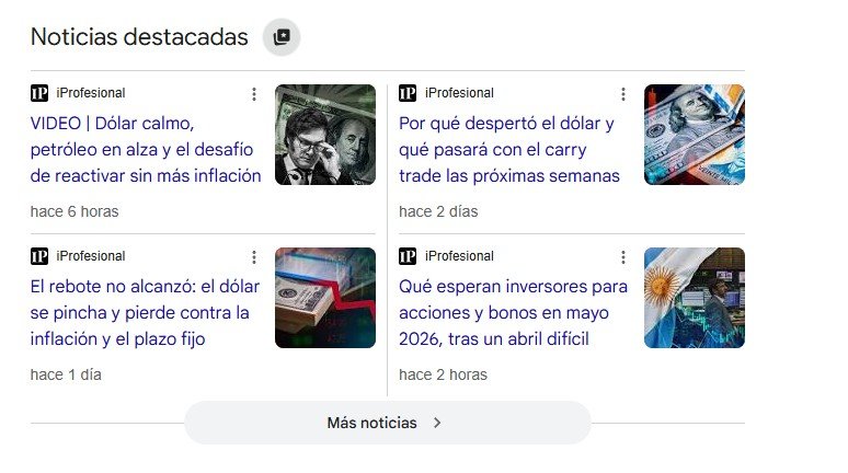 Al buscar sobre un tema, hay que hacer click en la estrella al lado de 'Noticias destacadas'