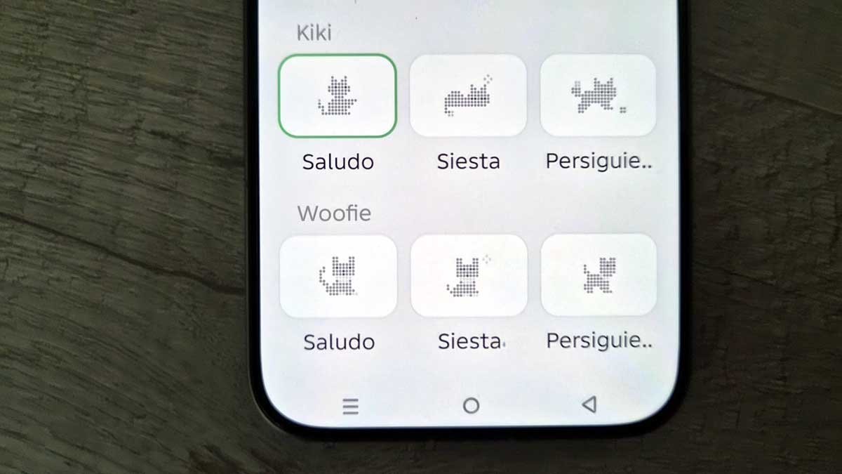 Se puede elegir entre diferentes animaciones para la parte trasera del celular.