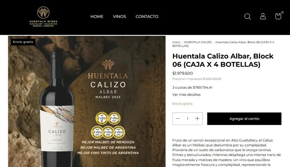 En la página de la bodega es posible comprar el vino multipremiado